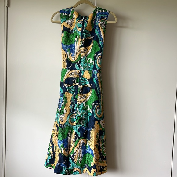 Kobi Halperin Sophie Tropical Multicolor Printed Belt Tie Flare Linen Dress S - Picture 11 of 12